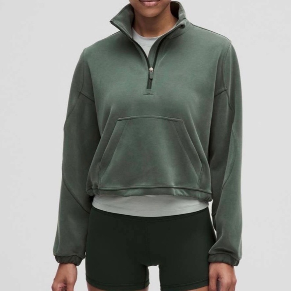 Lululemon Scuba Oversized Half-Zip Pullover Green LW3IDXS Size 6 - Picture 2 of 13